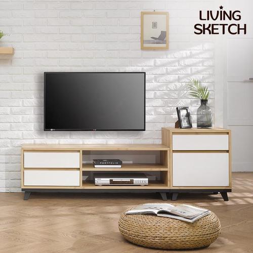 [리빙스케치] 국내제작 루크바트 1700 거실장[착불]TV장식장 2단 거실수납장 티비다이 오픈형 서랍형 도어