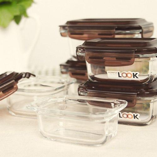 보관용기 KOMAX 글라스룩 정사각 7종 세트 밀폐용기 이유식보관 HWC18986