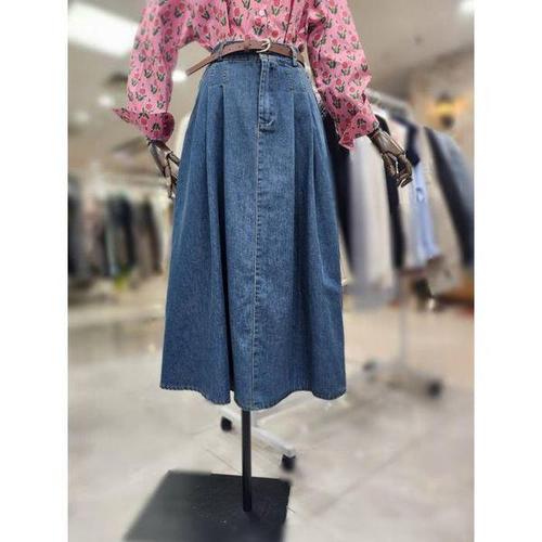 [스테파니]세이브존08 뒷 밴딩 청 벨트 스커트 A24DM5102