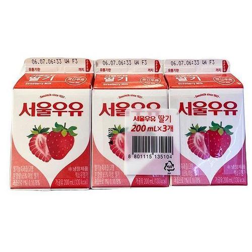 셀러허브 서울 딸기우유 200ml X 3입 d40499