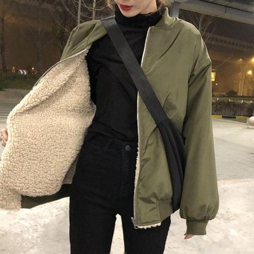 까만콩 여성 뽀글이 데일리 양면 시보리 항공 점퍼 WD7E2E0