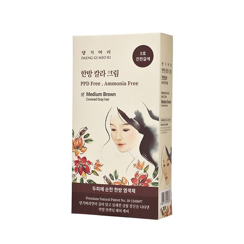 [댕기머리]모발 손상케어 염색약 한방 칼라 크림 5호 진한갈색