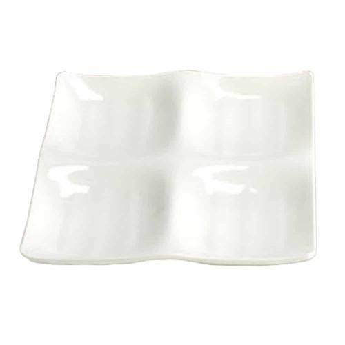 까만콩 한식 뷔페 정사각형 찬그릇 흰색 접시 대형 식기 WFL692B