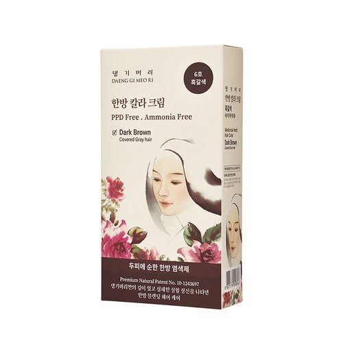 [댕기머리]모발 손상케어 염색약 한방 칼라 크림 6호 흑갈색