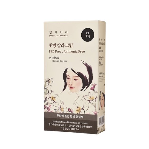 [댕기머리]모발 손상케어 염색약 한방 칼라 크림 7호 흑색