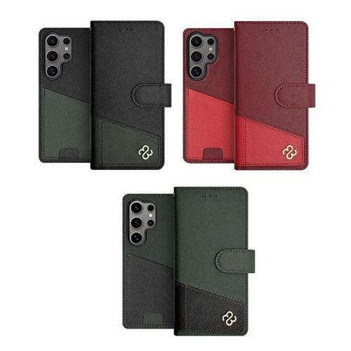 [셀러허브]컬러블록 소가죽 지갑케이스 갤럭시퀀텀6 A566