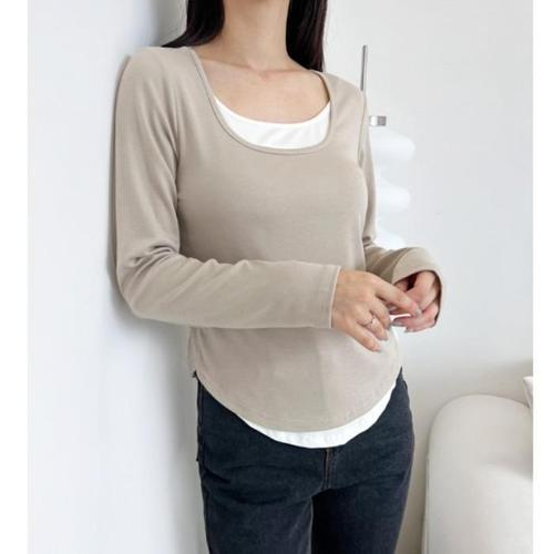 TORD HC09 스퀘어넥티셔츠 레이어드배색긴팔티셔츠 BM1C-TS513