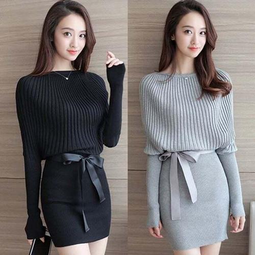 기타제조사 [셀럽하우스]숄더 EHSM7350 허리끈 원피스 리본 디자인 여성 드레스