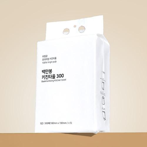 [(주)모닝듀][티슈갤러리] 뽑아쓰는 백만봉 키친&핸드타올 5팩(300매/1팩)