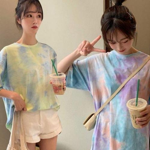 색깔 파스텔 기본 라운드넥 여자티셔츠 여성티셔츠 물 WD85FB4