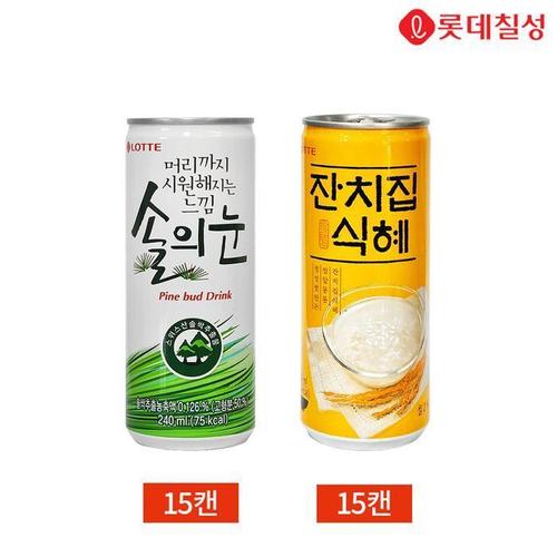 롯데칠성 솔의눈 잔치집 식혜 240ml 2종 30캔 세트