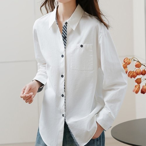 몽드협력업체 [몽벨리즈]포멜리체크배색롱셔츠 mde2302704