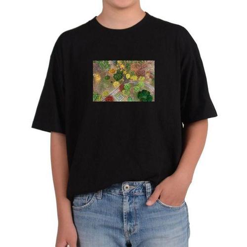 [에이치플러스몰]반팔라운드 공원 가을 단풍 산책 여행 그림 모든사이즈