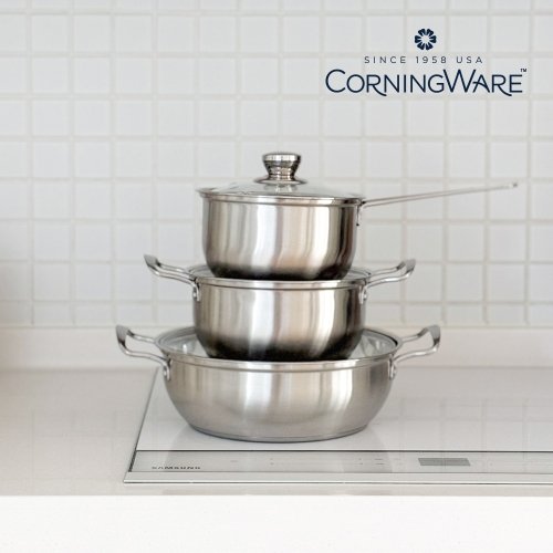 기타상세참조 코닝웨어 루나 스테인레스 인덕션 냄비 3종 풀세트(16편수+18양수+24전골)