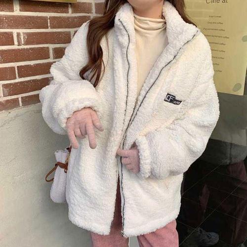 후리스 플리스 뽀글이 점퍼 자켓 집업 무난함 심플 디자인 여성 데일리 재킷 겨울