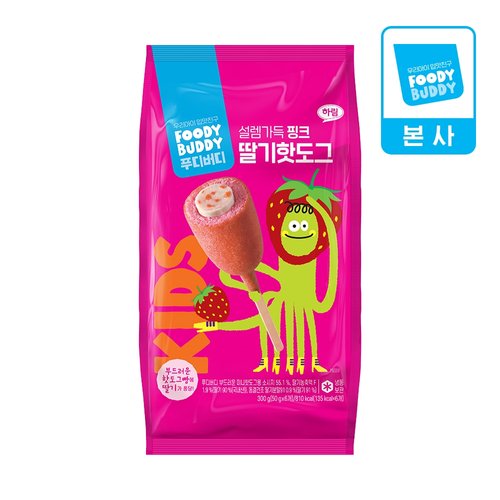 [푸디버디] 설렘가득 핑크 딸기핫도그 300g 1개