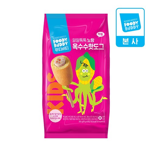 [푸디버디] 알알톡톡 노랑 옥수수핫도그 300g 1개