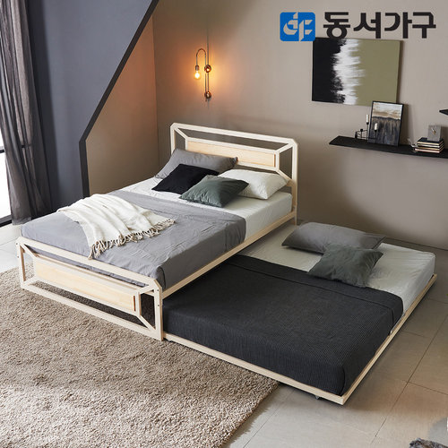 동서가구 유로밍 멀바우/편백나무 히든형 이층 가족침대 Q+SS (9존매트) DF640091