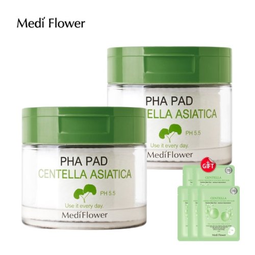 메디플라워 센텔라아시아티카 병풀 PHA 패드 60매x2개+랜덤 마스크팩 5매