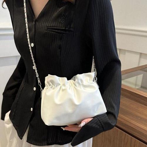 [신상오픈런]여자 데일리 무지 체인 스트랩 복조리 만두 크로스백