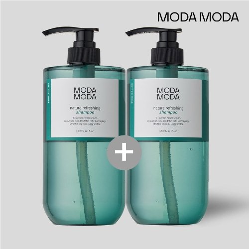 (주)수안향장 (1+1)모다모다 대용량 980ml 네이쳐 리프레싱 탈모 증상 완화 샴푸 2통 세트  코튼 머스크향
