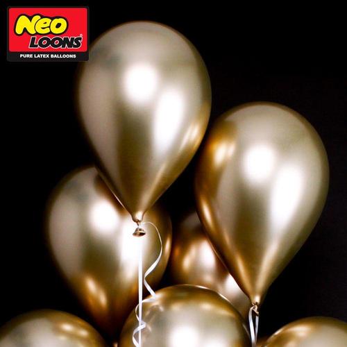(WF3618E) 네오텍스 30cm 크롬 골드 라운드 풍선 50개입