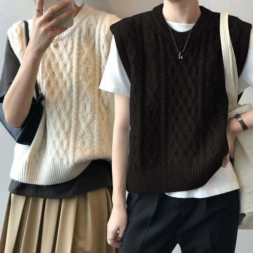 [셀럽하우스]꽈베기 AUSU6611 인기 여성 패턴 두툼 라운드 베스트