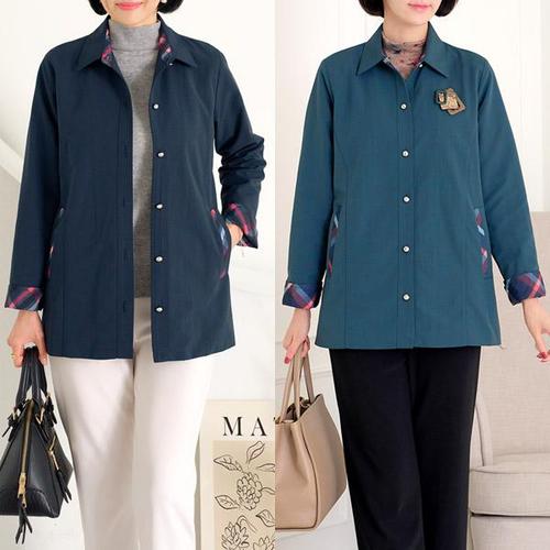 [로즈맘]나진체크배색카라자켓