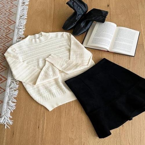 [브이와이][VY] 여자 무지 포근 언발 카시미어 홀리데이 빨간 니트_15620166_588847