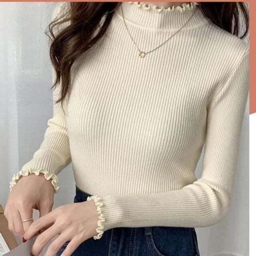 기타제조사 [셀럽하우스]여성 MUZO0666 골지 캐주얼 폴라 티셔츠 필수템 셔링 여자 폴라