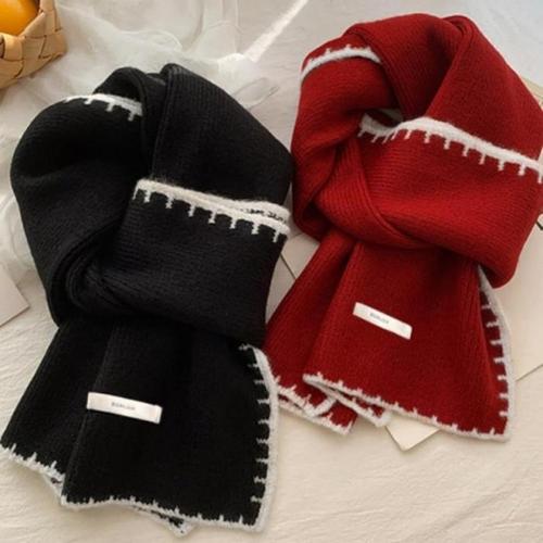 [셀러허브]여성 크리스마스 목도리 니트 배색 뜨개목도리 (49WIQ)