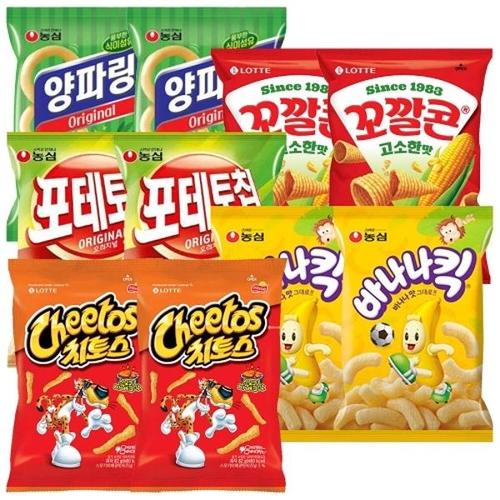 하프클럽 [동서식품]과자모음 5종 10봉(양파링2봉+꼬깔콘2봉+포테토칩2봉+바나나킥2봉+치토스2봉)