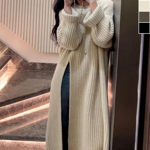 [XBI71749]여성 슬릿롱 니트티 1P 겨울 데일리 캐주얼