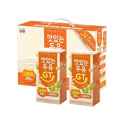 남양 맛있는 두유 GT 고칼슘 달콤한맛 190ml x 24팩 멸균두유 팩두유