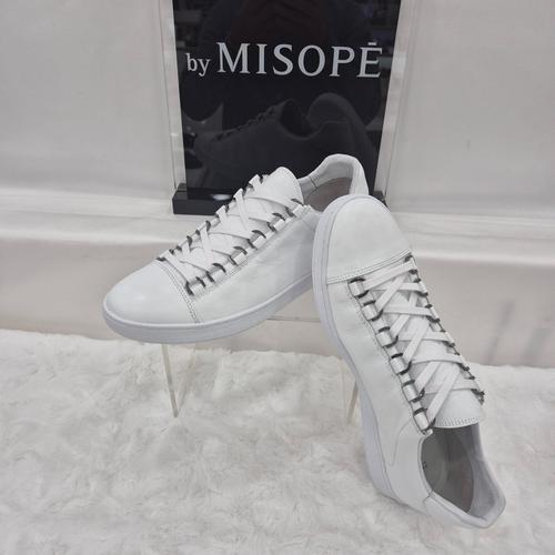 기타제조사 [미소페]By미소페 남성 워싱 레더 심플 스니커즈 121HT910ZP021 WHITE 3
