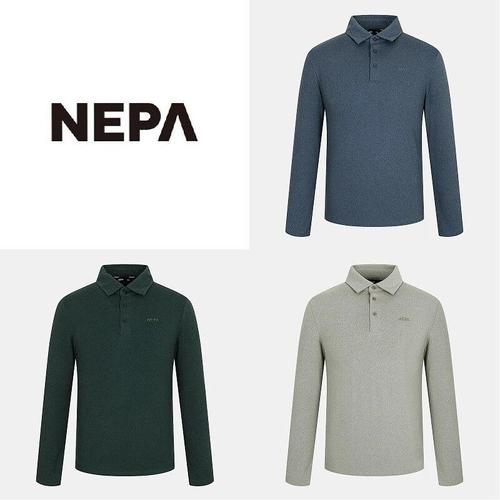 [네파]남성 긴팔 리사이클 기모 폴로 티셔츠_7J75249_BP