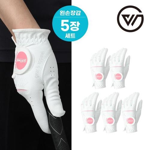 골프웰 여성 극세사 왼손 골프장갑 5세트 GW252-GV13