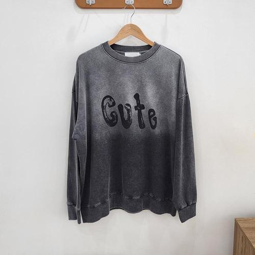 신용유통 남자 큐트 피그먼트 라운드 맨투맨 티셔츠 BT-TSA-Q013-블랙