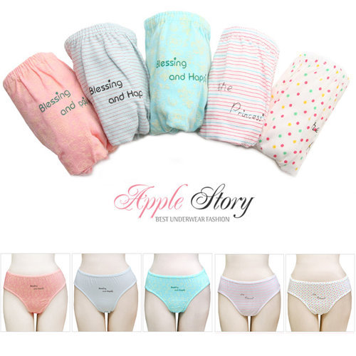 에셀리아미디코튼5매/요일팬티/면팬티/코튼팬티