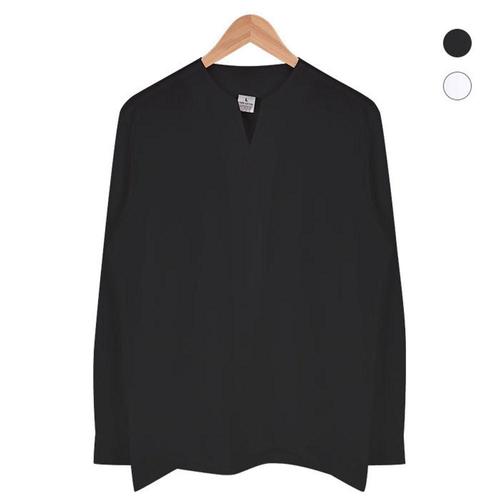 브이넥 반탁 블랙 셔츠 NWM006 Black[W15E2EE]