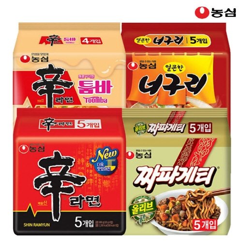 (주)농심 [농심]신라면5봉+너구리5봉+신라면툼바4봉+짜파게티5봉