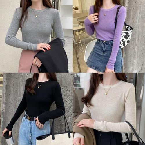 하프클럽 [모노위크]갓성비 애착템 목라인강조 라운드넥 골지티셔츠