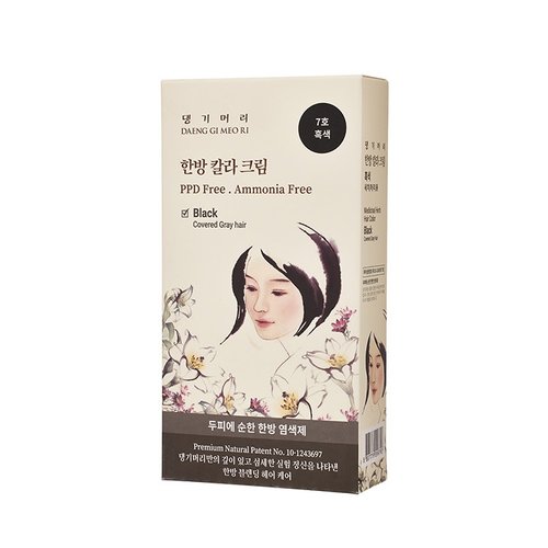 [댕기머리]모발 손상케어 염색약 한방 칼라 크림 7호 흑색