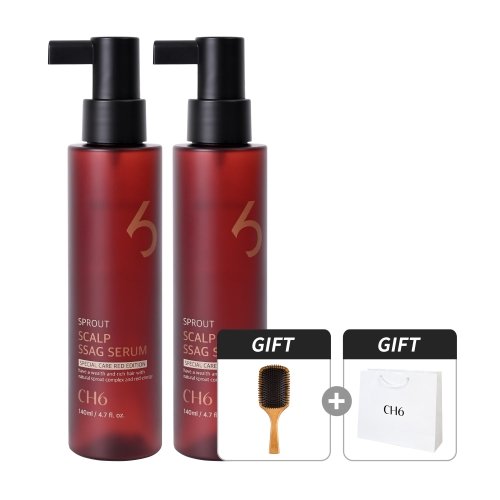 CH6 스칼프 싹 세럼 레드에디션 140ml 2개 (+우드브러쉬&쇼핑백)