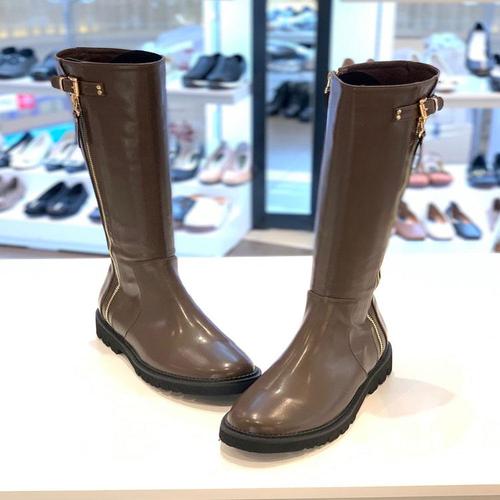 [엘초이]라운드토 금장지퍼장식 3cm 롱부츠 FSF22SN2121