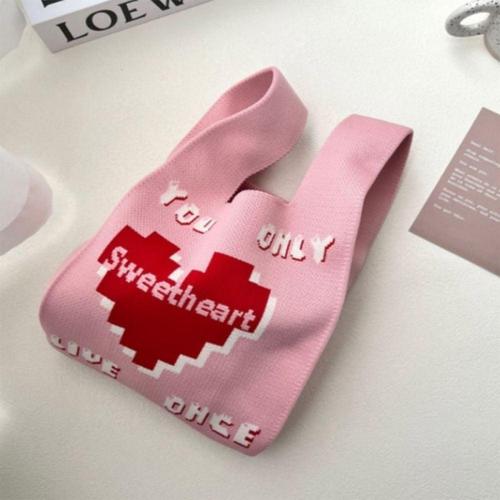 마실가방 하트핑크 에코백 쁘띠가방 가방 니트가 WFLR5TV