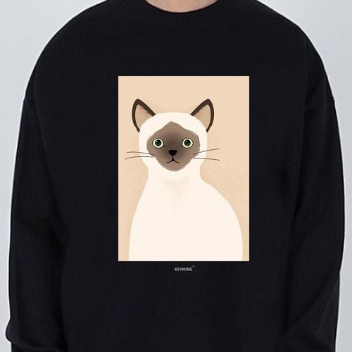 키밍 샴고양이 티셔츠 여자 남자 동물티 커플 맨투맨 (W4F17C0)