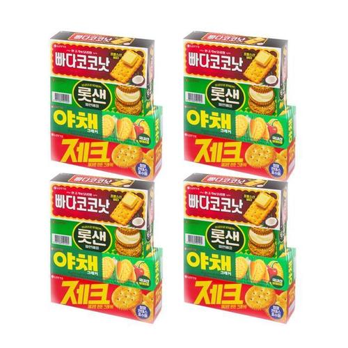 오리온 비스킷 스낵 4묶음 (빠다코코낫 1개 + 롯샌 1개 + 야채크래커 1개 +