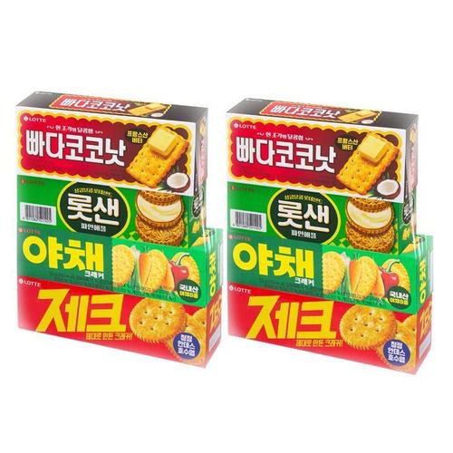 오리온 비스킷 스낵 4묶음 (빠다코코낫 1개 + 롯샌 1개 + 야채크래커 1개 +