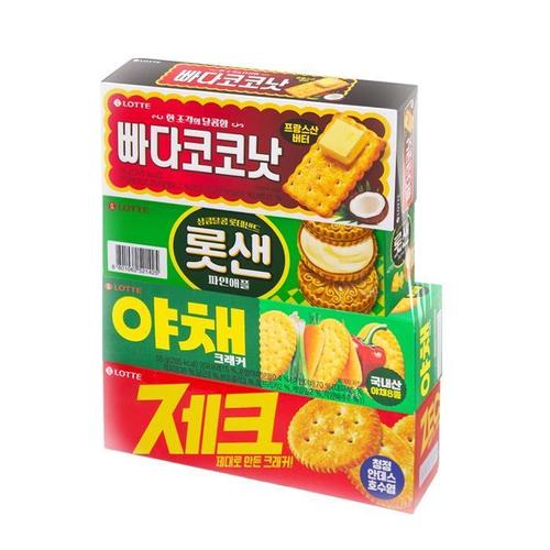 오리온 비스킷 스낵 4묶음 (빠다코코낫 1개 + 롯샌 1개 + 야채크래커 1개 +